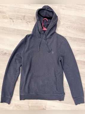 All Saints Raven Pullover Ramskull Hoodie, Mens Small, Carter Grey, Excellent